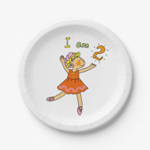 Customised 2nd happy birthday girl ballerina party paper plate