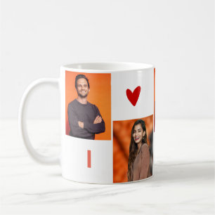 Customised 4 Photo Collage I Heart You Coffee Mug