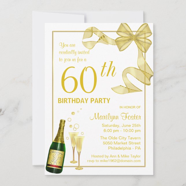 Customised 60th Birthday Party Invitations (Front)