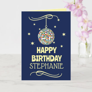 Customised 70th Birthday Retro Disco Ball Card