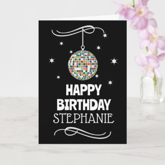 Customised 70th Birthday Retro Disco Ball Card