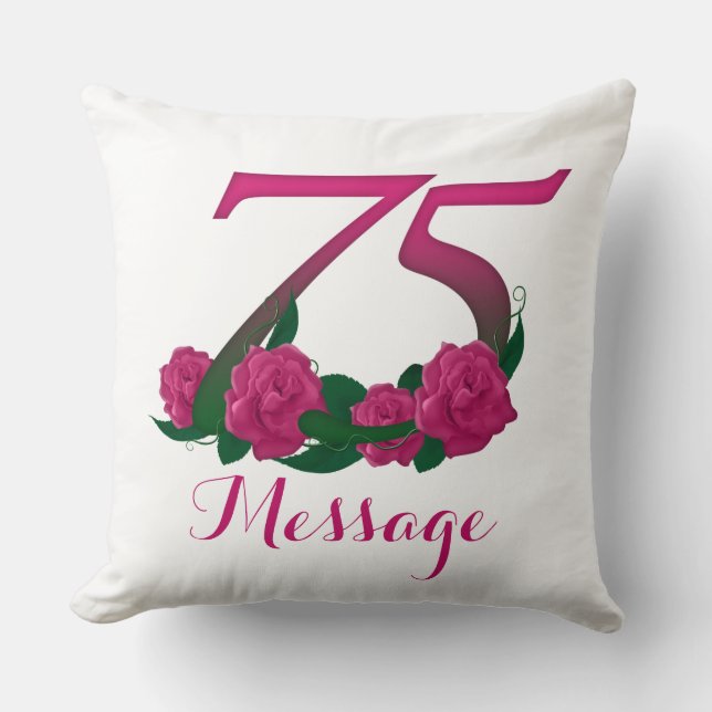 Customised 75th birthday Throw Pillow 20" x 20" (Front)