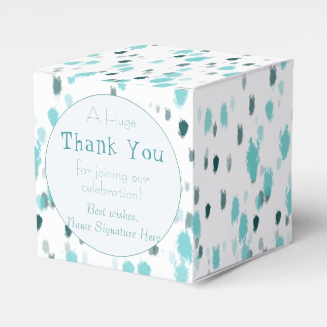 Customised Abstract Art Splash of Colour Green Blu Favour Box (Front Side)