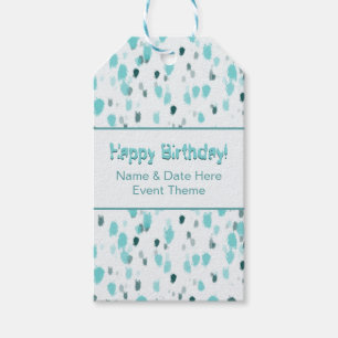 Customised Abstract Blue, Grey Paint Splash Art Gift Tags