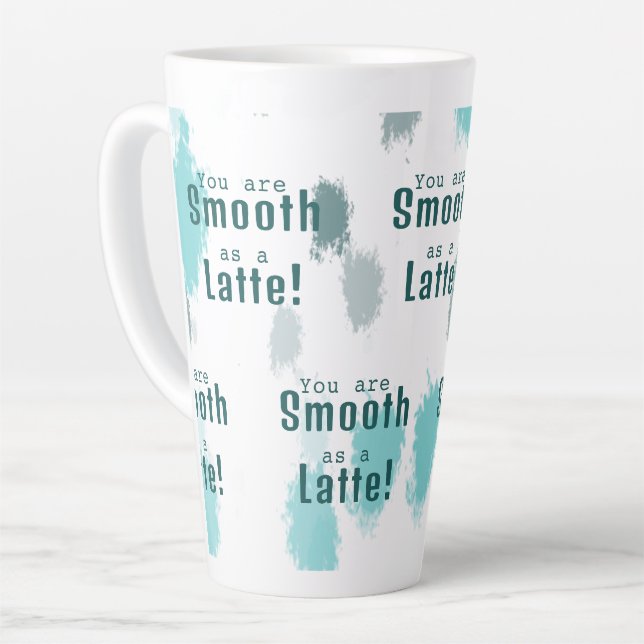 Customised Abstract Colour Splash Blue, Grey, Gree Latte Mug (Left Angle)