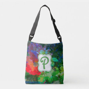  Customised Abstract Monogram Rose Garden  Crossbody Bag