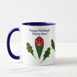 Customised Abstract Red Roses, Holy Holiday Blue Mug