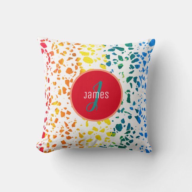 Customised Abstract Terrazzo Colourful Pattern Cushion (Front)