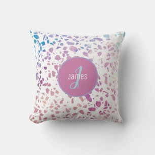 Customised Abstract Terrazzo Pink & Blue Pattern Cushion