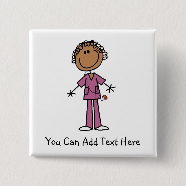 Customised African American Nurse  Button (Front)
