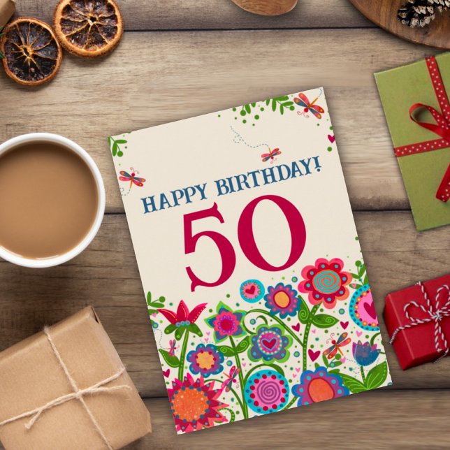 Customised Age Floral Fun Birthday Inspirivity Card (Creator Uploaded)