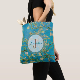 Customised Almond Blossom Tree Van Gogh Monogram Tote Bag