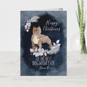 Customised American Bully Watercolor Christmas Holiday Card