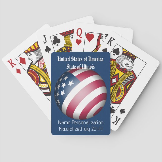 Customised American Flag Globe for US Citizenship Playing Cards (Back)