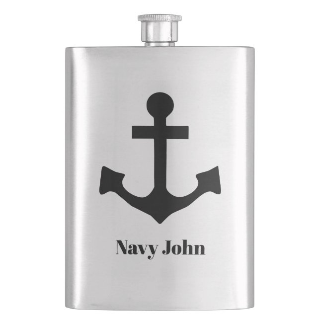 Customised Anchor Hip Flask (Front)