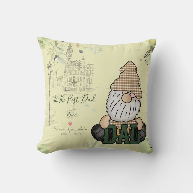 Customised and Personalised Garden Gnome  Cushion (Front)