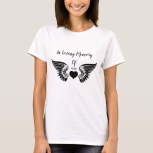 Customised Angel Heart And Wings In Loving Memory T-Shirt