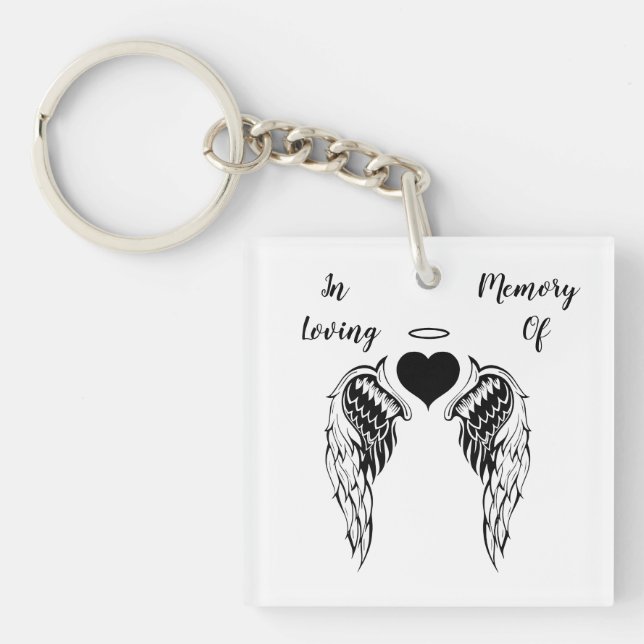 Customised Angel  In Memory Of  Key Ring (Front)