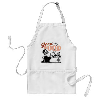 Customised aprons with symbol of enjoyment.