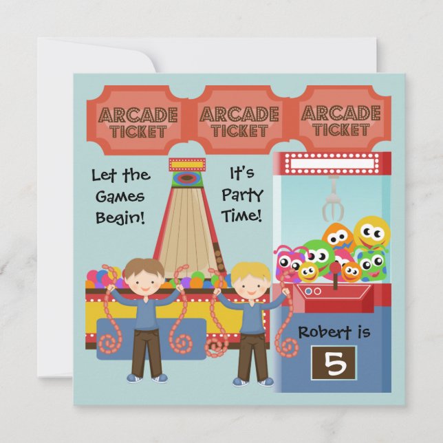 Customised Arcade Birthday Party Invitation (Front)