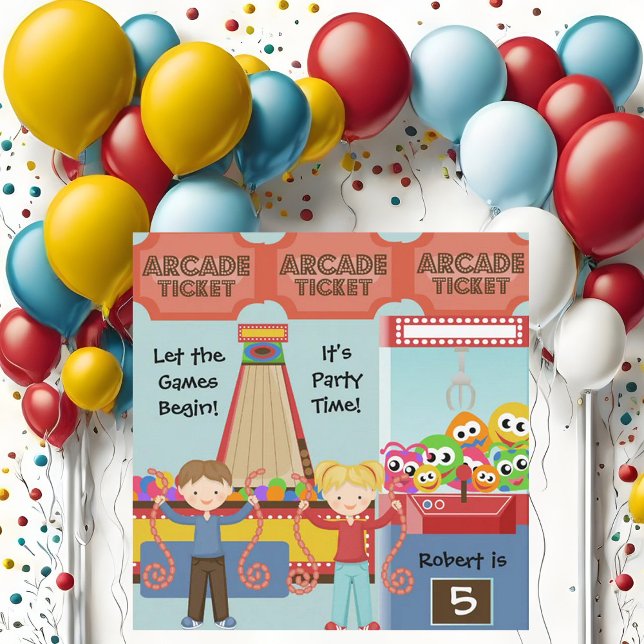 Customised Arcade Birthday Party Invitation (Creator Uploaded)