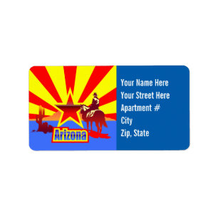 Customised Arizona State Flag Vintage Drawing Label