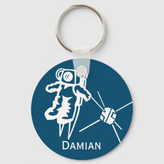 Customised Astronaut in Outer Space Asteroid Navy Key Ring
