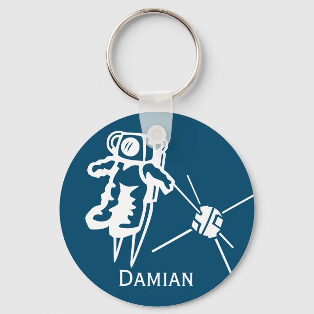 Customised Astronaut in Outer Space Asteroid Navy Key Ring (Front)
