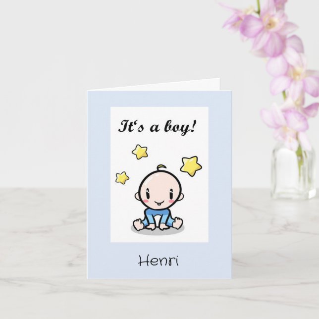 Customised Baby Boy Wishes, Birth, Congratulations Card (Orchid)