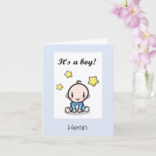 Customised Baby Boy Wishes, Birth, Congratulations Card