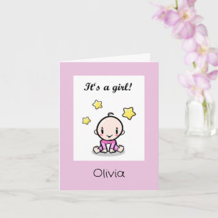 Customised Baby Girl Congratulations With Text,  Card