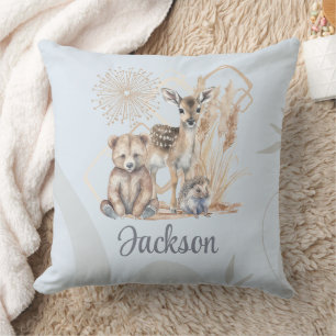 Customised Baby Name Boho Bear Deer Gender Neutral Cushion