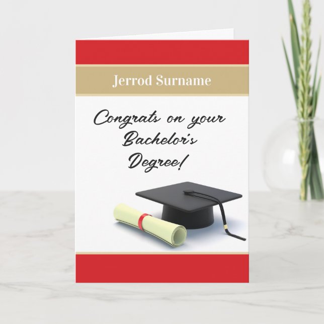 Customised Bachelor's degree graduation card (Front)