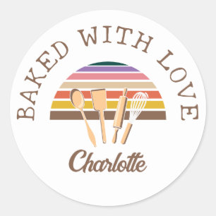 Customised BAKED WITH LOVE Classic Round Sticker