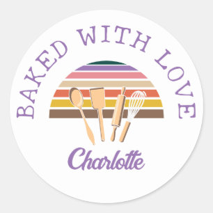 Customised BAKED WITH LOVE Classic Round Sticker