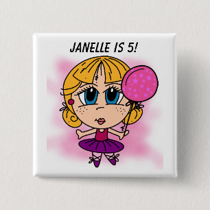 Customised Ballerina Birthday Button