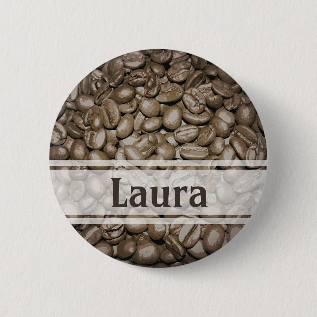 Customised barista design 6 cm round badge (Front)