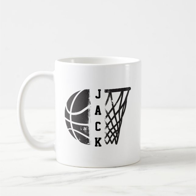 Customised Basketball with Your Name or Team  Coffee Mug (Left)