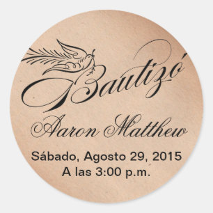 Customised Bautizo Baptism Classic Round Sticker