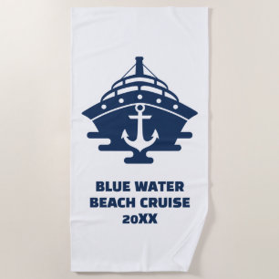 Customised Beach Cruise Nautical Anchor Towel