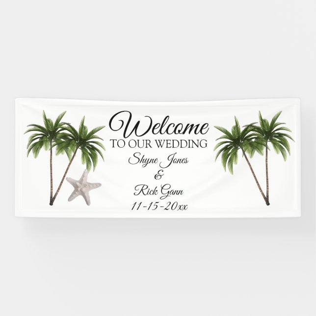 Customised Beach Palm Trees Wedding Sign (Horizontal)