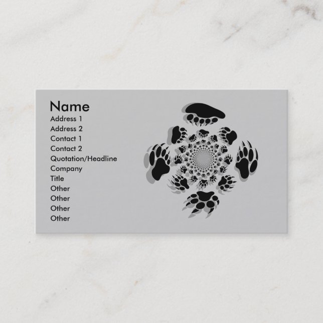 Customised Bear Business Cards (Front)