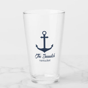 Customised Beer Glass - Blue Boat Anchor