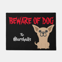 Customised Beware Of Dog mat Chiweenie Chihuahua