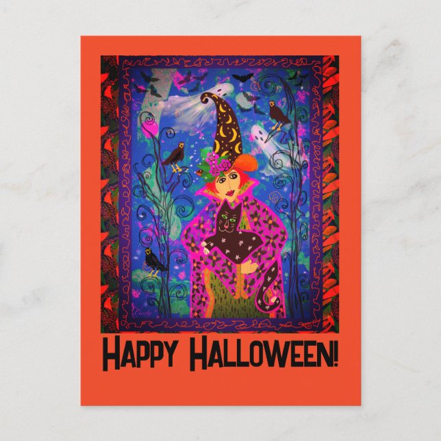 Customised Bewitching Spooky Halloween Night  Postcard (Front)