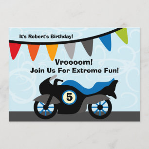 Customised Biker Motorcycle Birthday Invitations