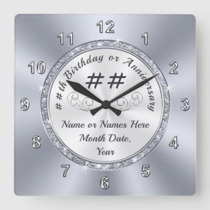 Customised Birthday Gift for Her, Him, Anniversary Square Wall Clock