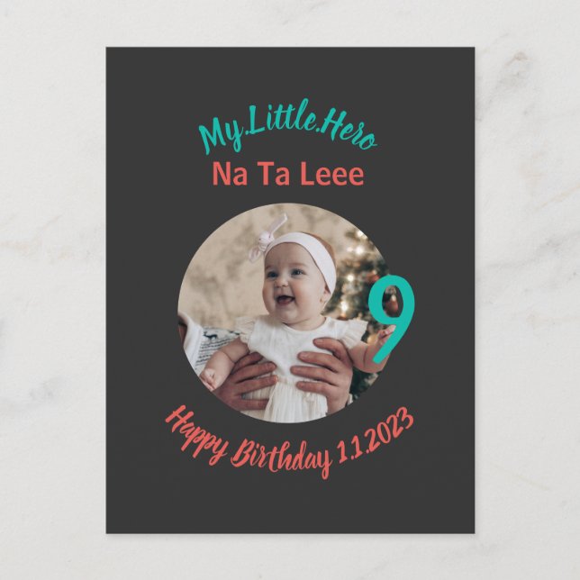 Customised Birthday name with photo Postcard (Front)