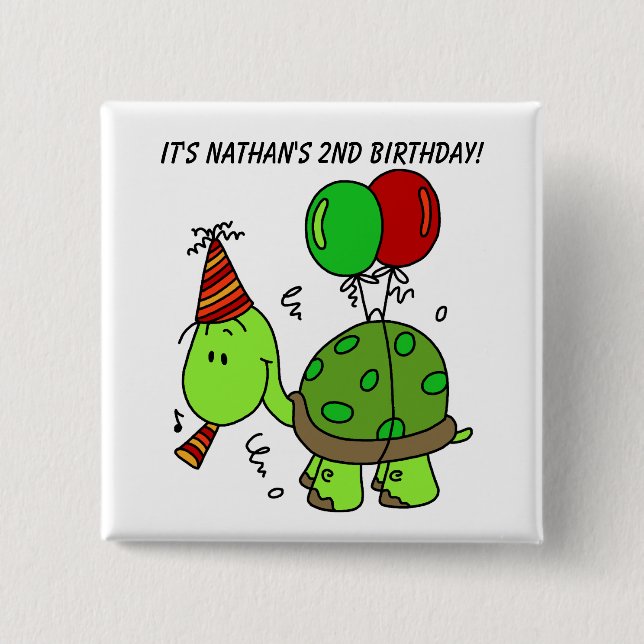 Customised Birthday Turtle Button (Front)