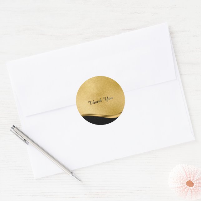 Customised Black and Gold Round Sticker (Envelope)